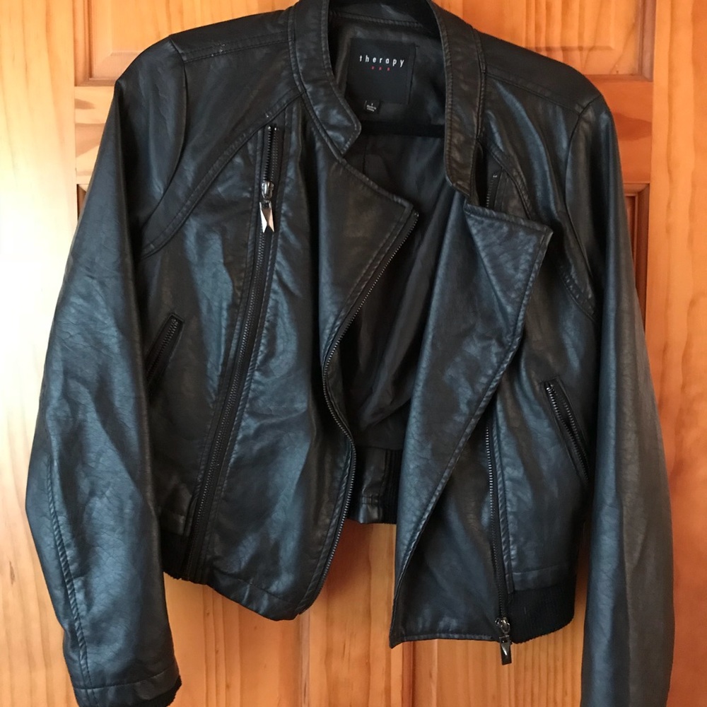 Faux black leather jacket